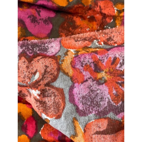 Fabric Floral Pink Orange White Brown Quilting Sewing Cloth Art Craft Vintage - Picture 4 of 5